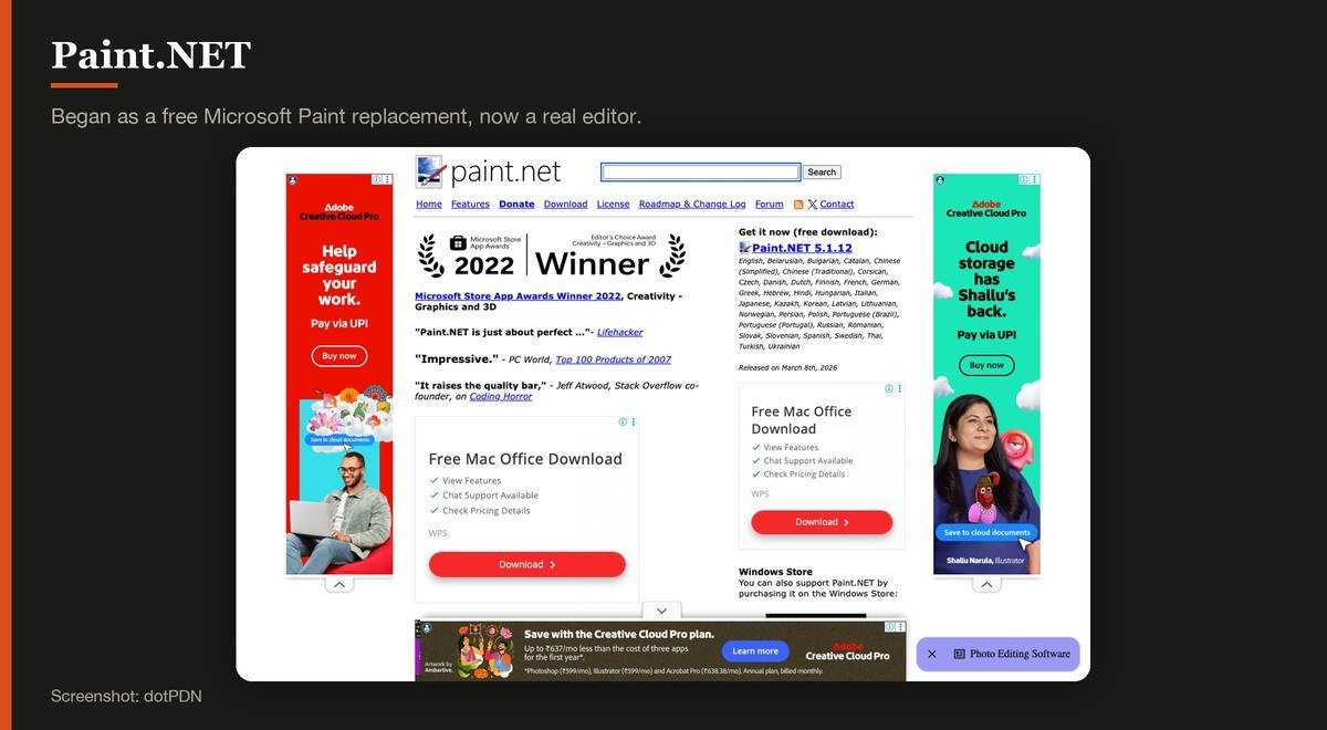 Paint.NET shown on the dotPDN page