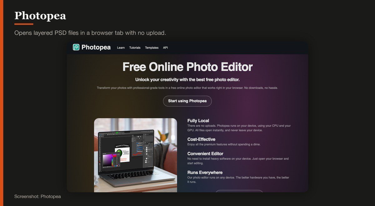Photopea shown on the Photopea page