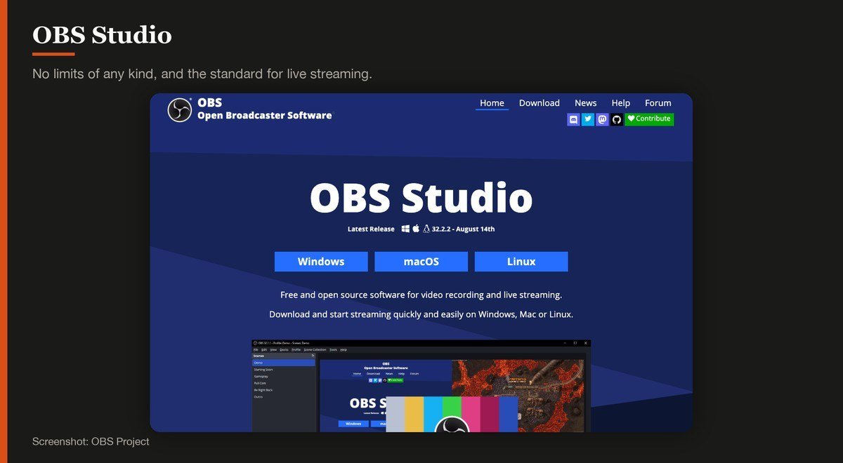 OBS Studio shown on the OBS Project page