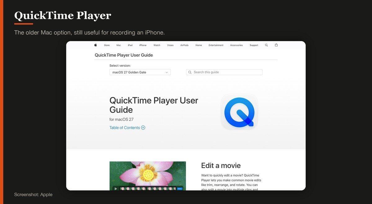 QuickTime Player shown on the Apple page