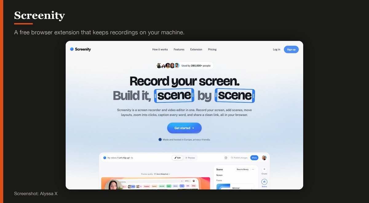 Screenity shown on the Alyssa X page
