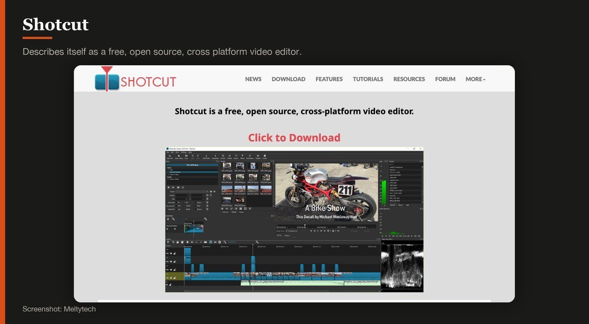 Shotcut running in a browser on the developer page
