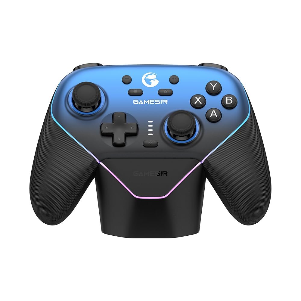 GameSir Super Nova full-size wireless controller on its charging dock