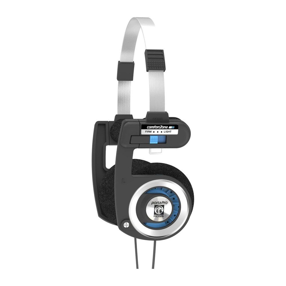 Black and silver Koss Porta Pro wired on-ear headphones