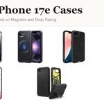 Best iPhone 17e Cases headline beside cases from Spigen, ESR, Mous, UAG and Dockem