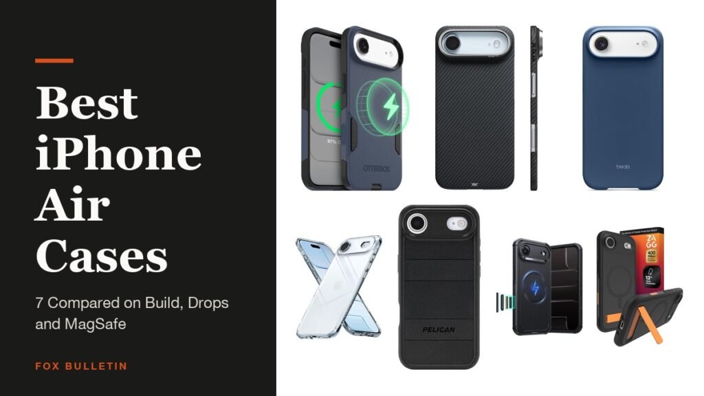 Best iPhone Air Cases headline beside cases from OtterBox, PITAKA, Beats, Pelican, ESR and ZAGG