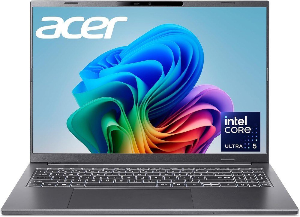 Acer Aspire 16 AI laptop with a 16-inch display open at the front