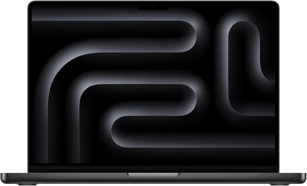 Apple MacBook Pro 14-inch in Space Black seen from the front