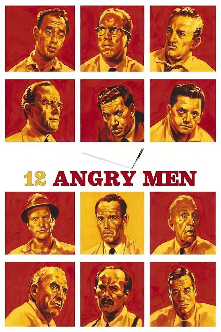Twelve Angry Men poster showing twelve jurors around a long table