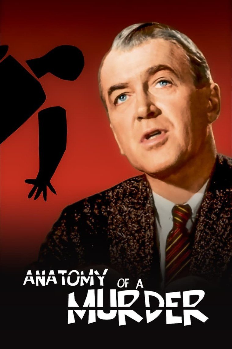 Anatomy of a Murder poster with a cut-paper figure in bold graphic style