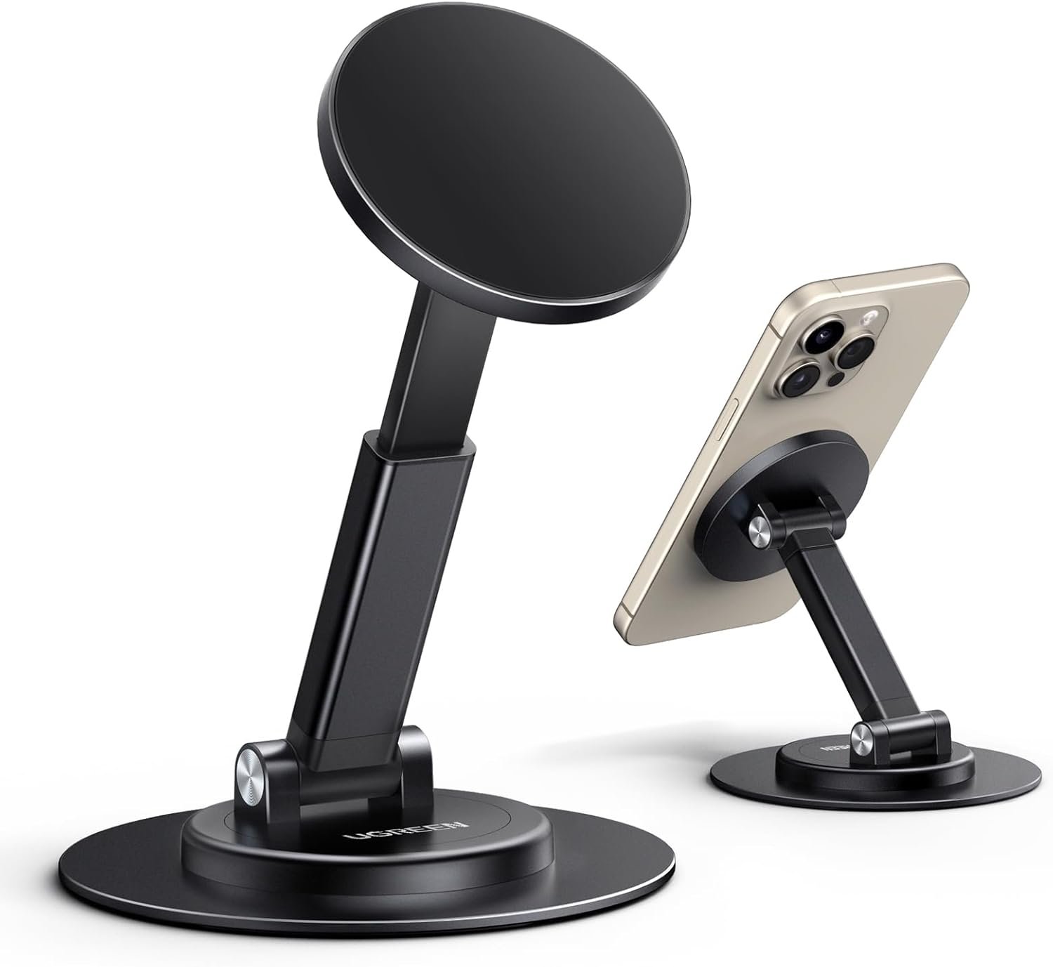 UGREEN magnetic MagSafe phone stand holding an iPhone