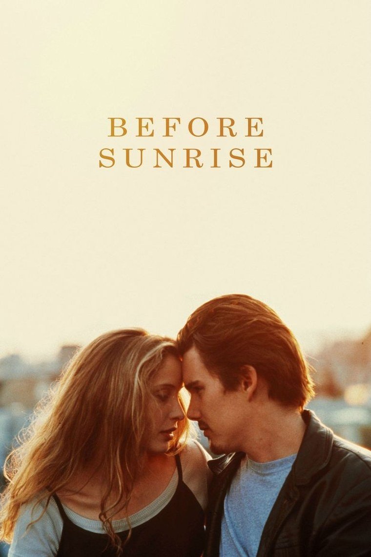 Before Sunrise poster showing a young couple walking a Vienna street at night