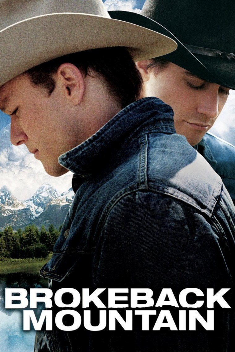 Brokeback Mountain poster showing two ranch hands against a mountain sky