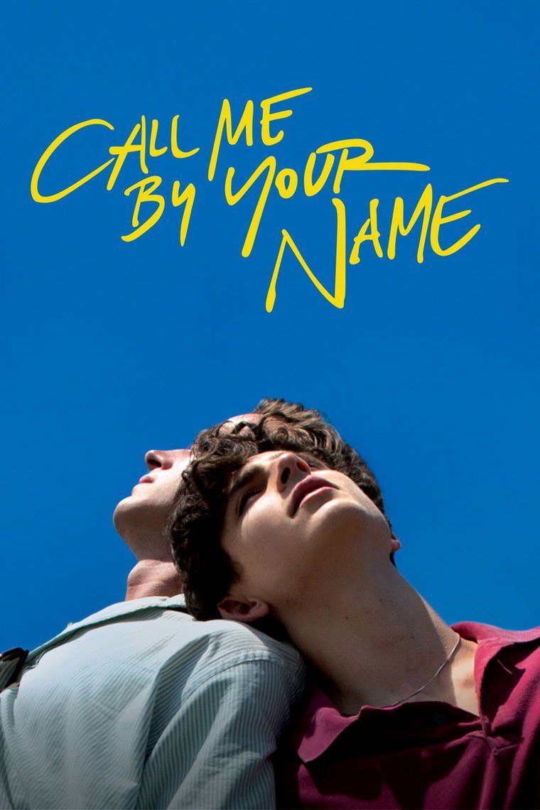 Call Me by Your Name poster showing two young men lying in northern Italian sunlight