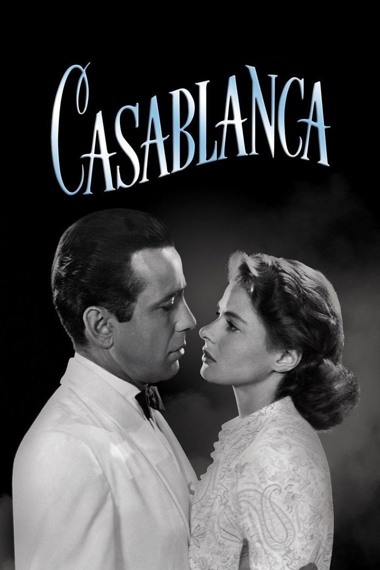 Casablanca poster showing Humphrey Bogart and Ingrid Bergman in a nightclub doorway