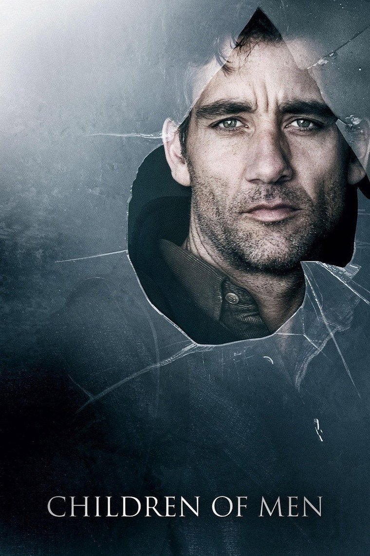 Children of Men poster showing Clive Owen carrying a bundle through rubble