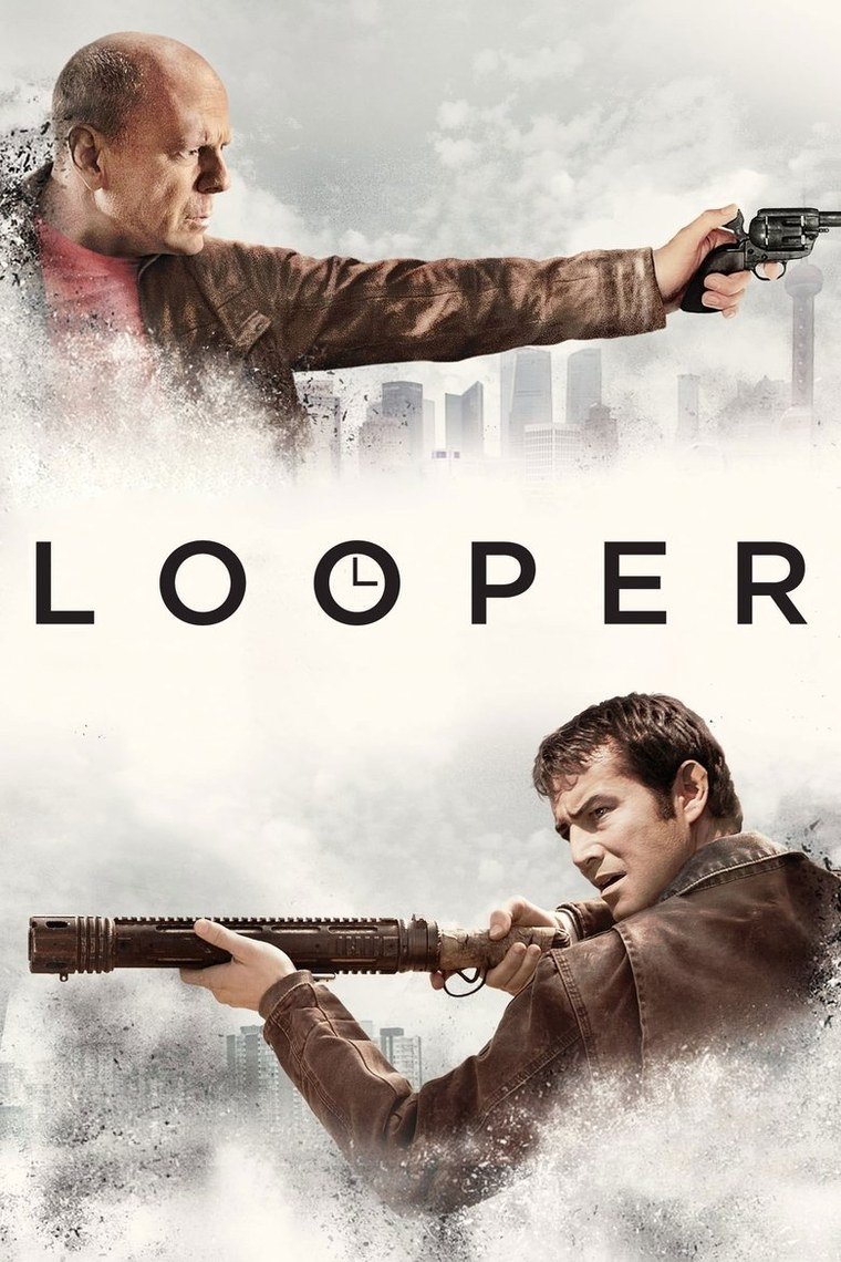 Looper poster showing Joseph Gordon-Levitt and Bruce Willis back to back