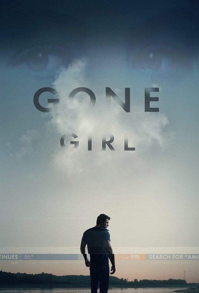 Gone Girl poster showing a man and a woman in profile against pale grey