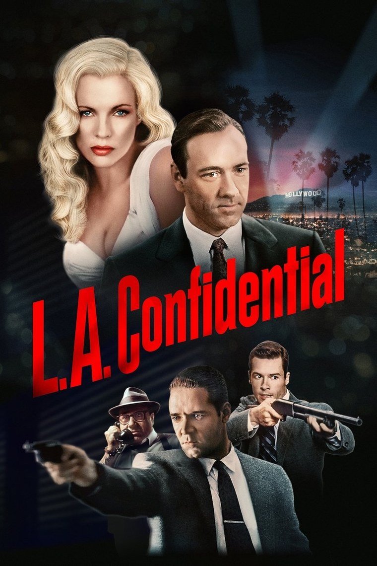 L.A. Confidential poster showing three detectives against a 1950s Los Angeles skyline