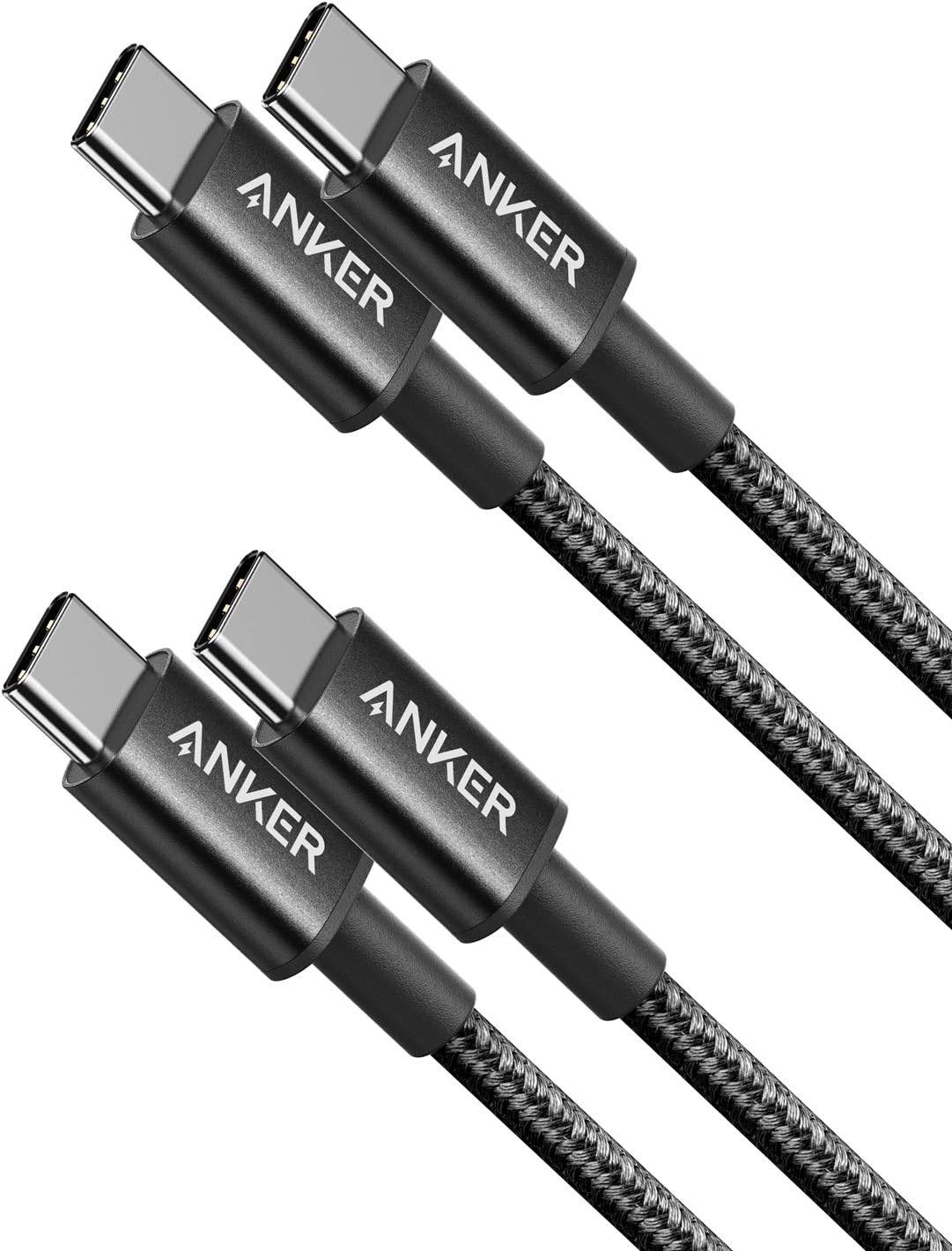 Two Anker black USB-C to USB-C cables