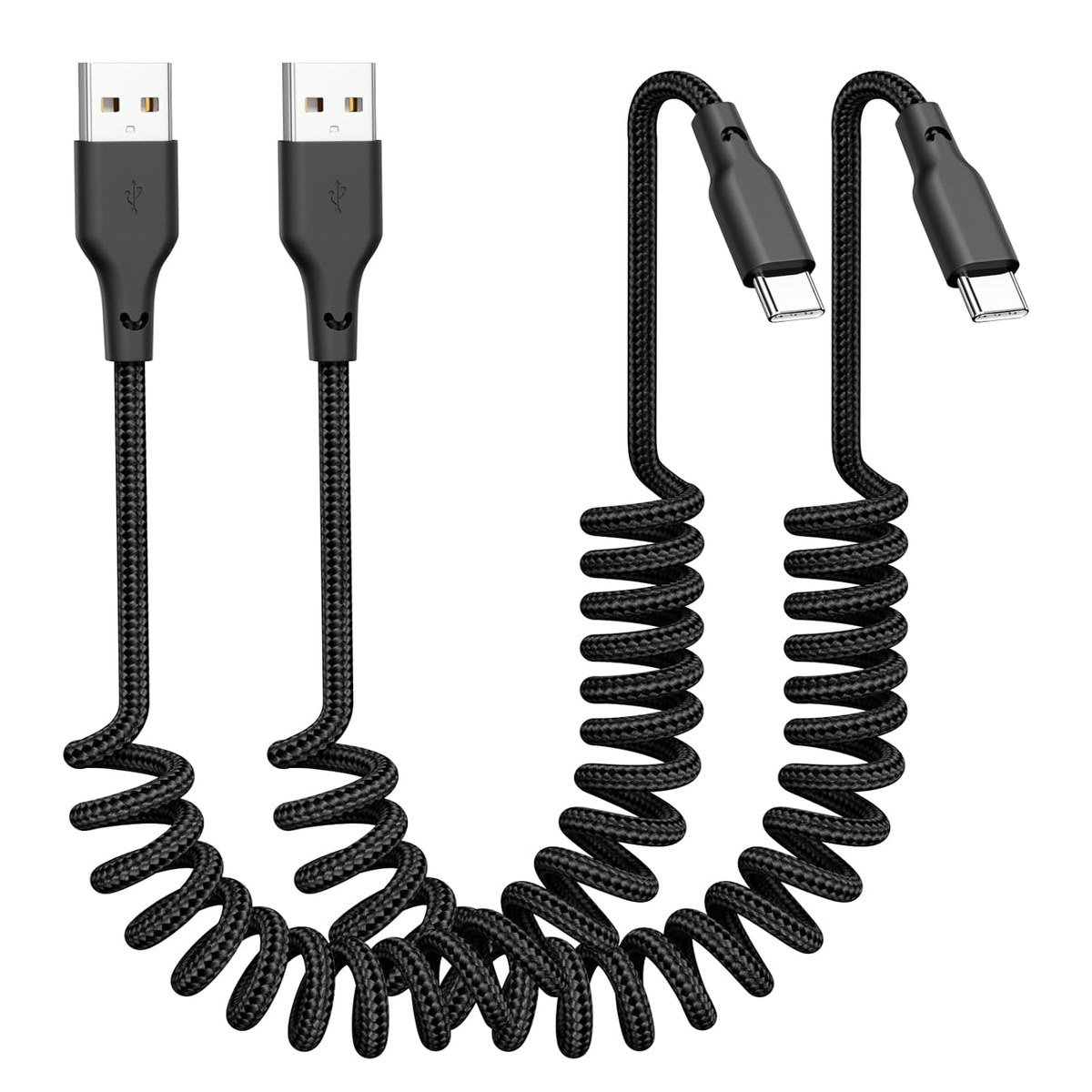 Quickeep coiled USB-A to USB-C car charging cable