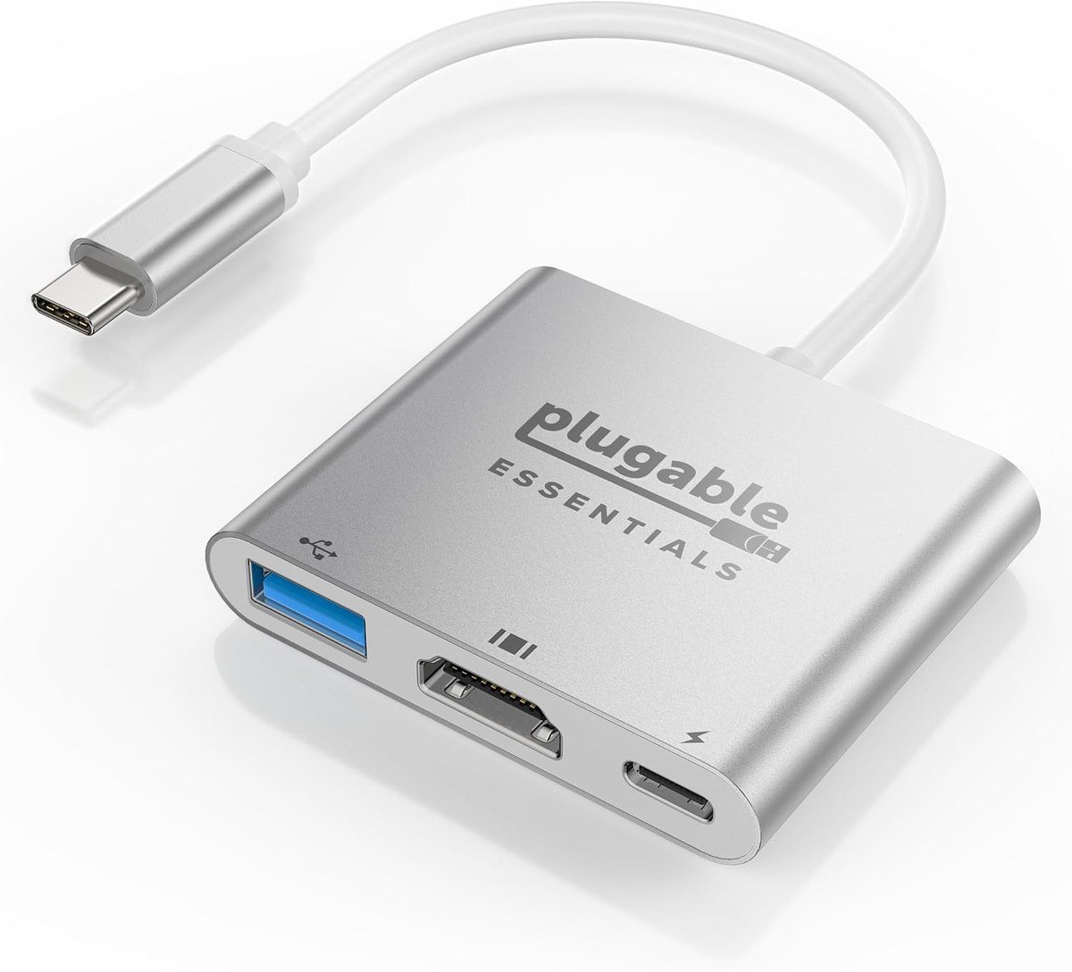 Plugable 3-in-1 USB-C adapter with HDMI, USB-A and USB-C charging ports