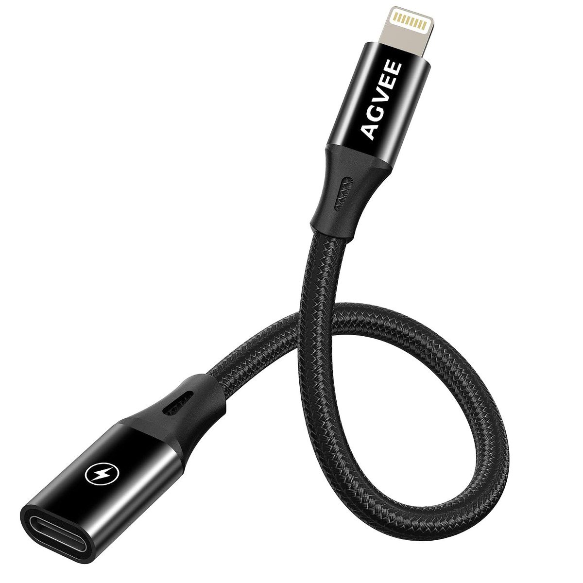 AGVEE 4 inch USB-C female to Lightning male adapter