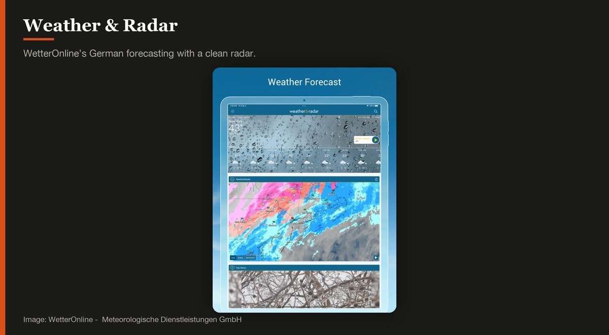Weather & Radar shown on the WetterOnline -  Meteorologische Dienstleistungen GmbH page