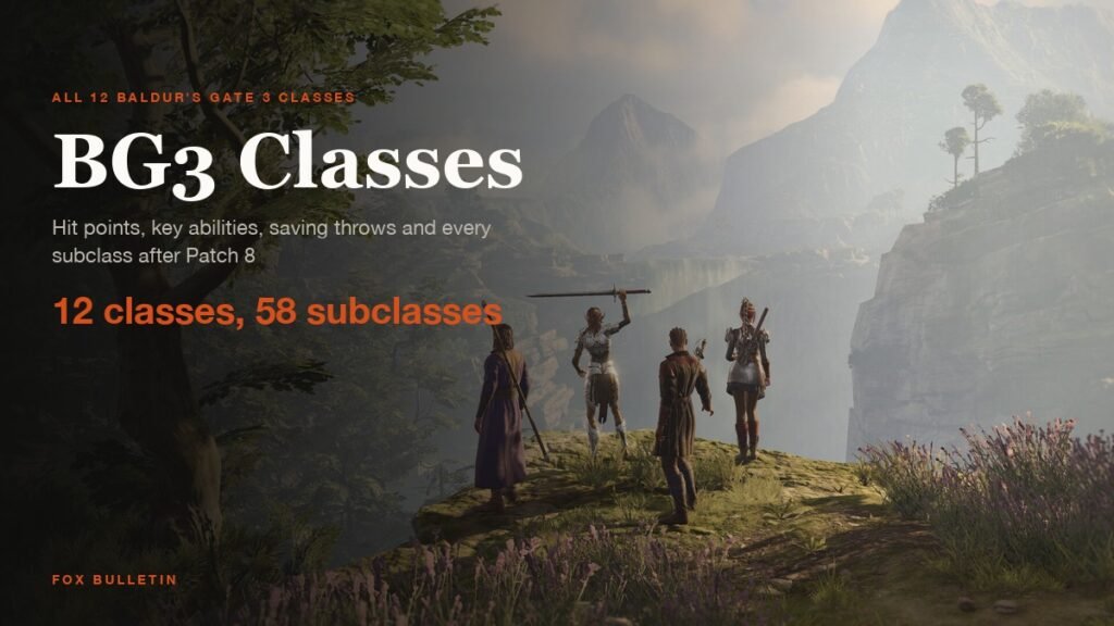 Baldur's Gate 3 party with the headline BG3 Classes