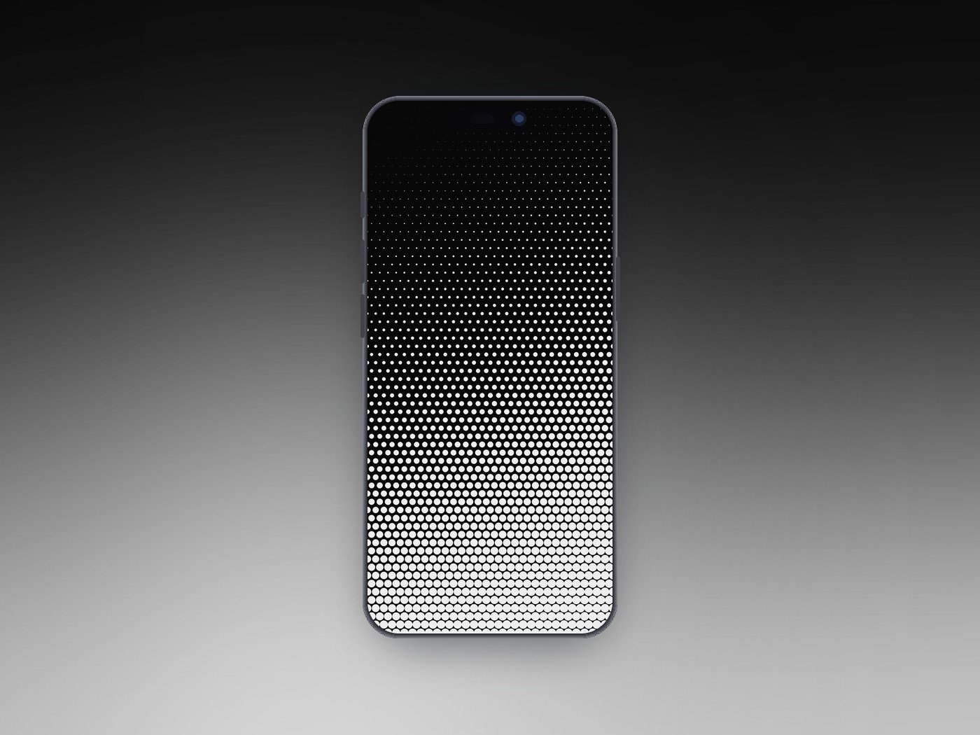Halftone black and white wallpaper shown on an iPhone