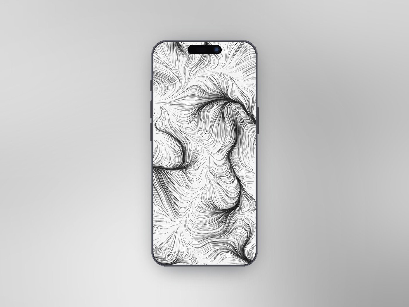 Ink Drift black and white wallpaper shown on an iPhone