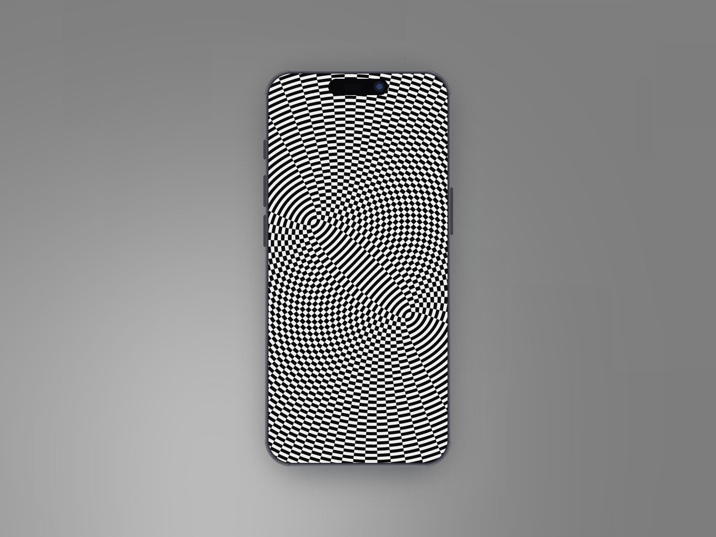 Interference black and white wallpaper shown on an iPhone