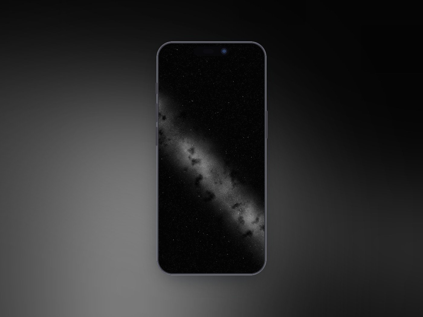 Night Grain black and white wallpaper shown on an iPhone