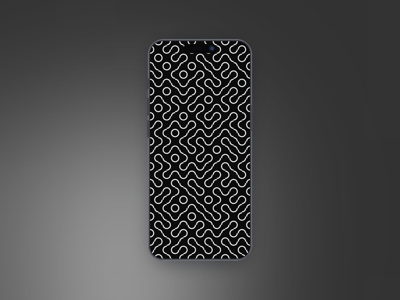 Truchet black and white wallpaper shown on an iPhone