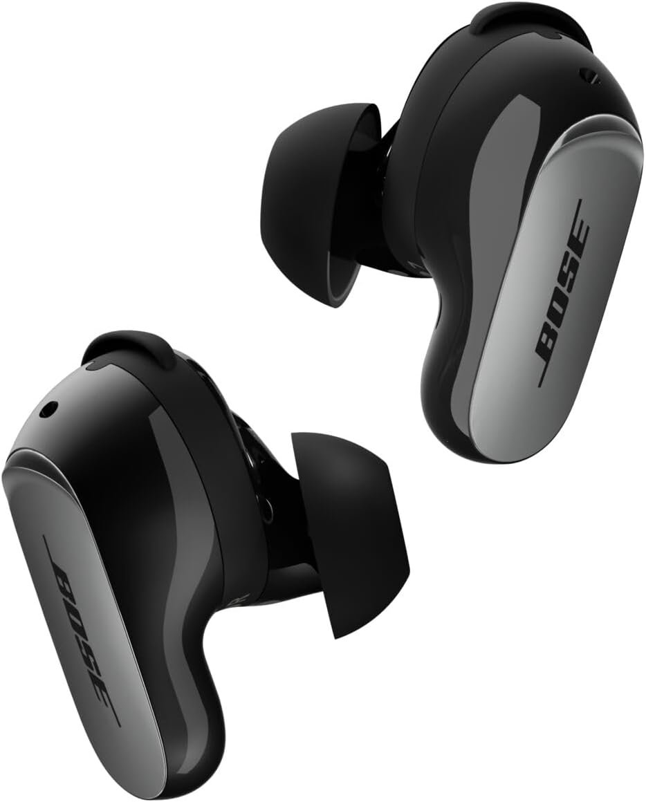 Bose QuietComfort Ultra Earbuds 2nd generation in black with their charging case