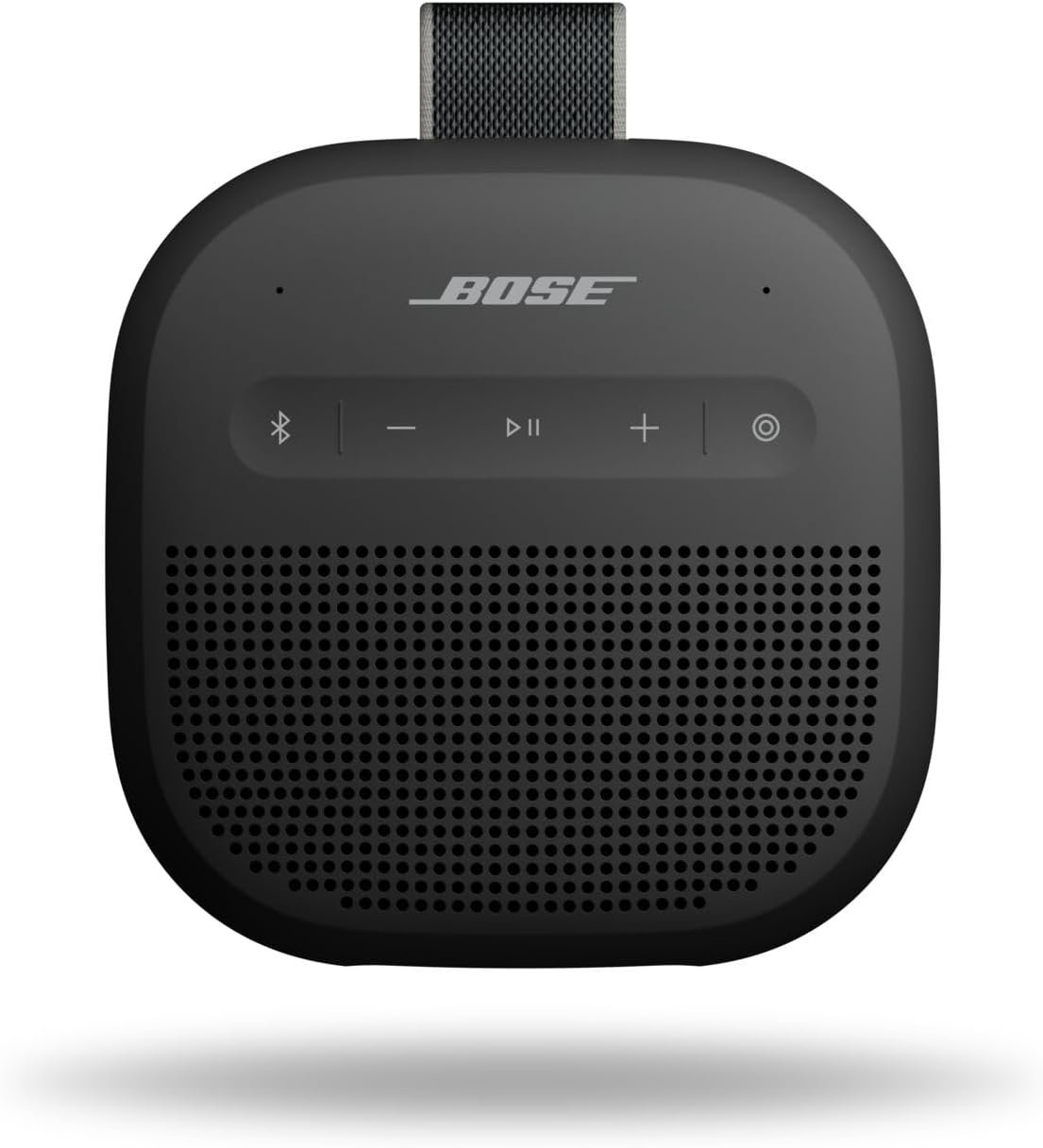 Bose SoundLink Micro 2nd Gen portable bluetooth speaker with its utility strap