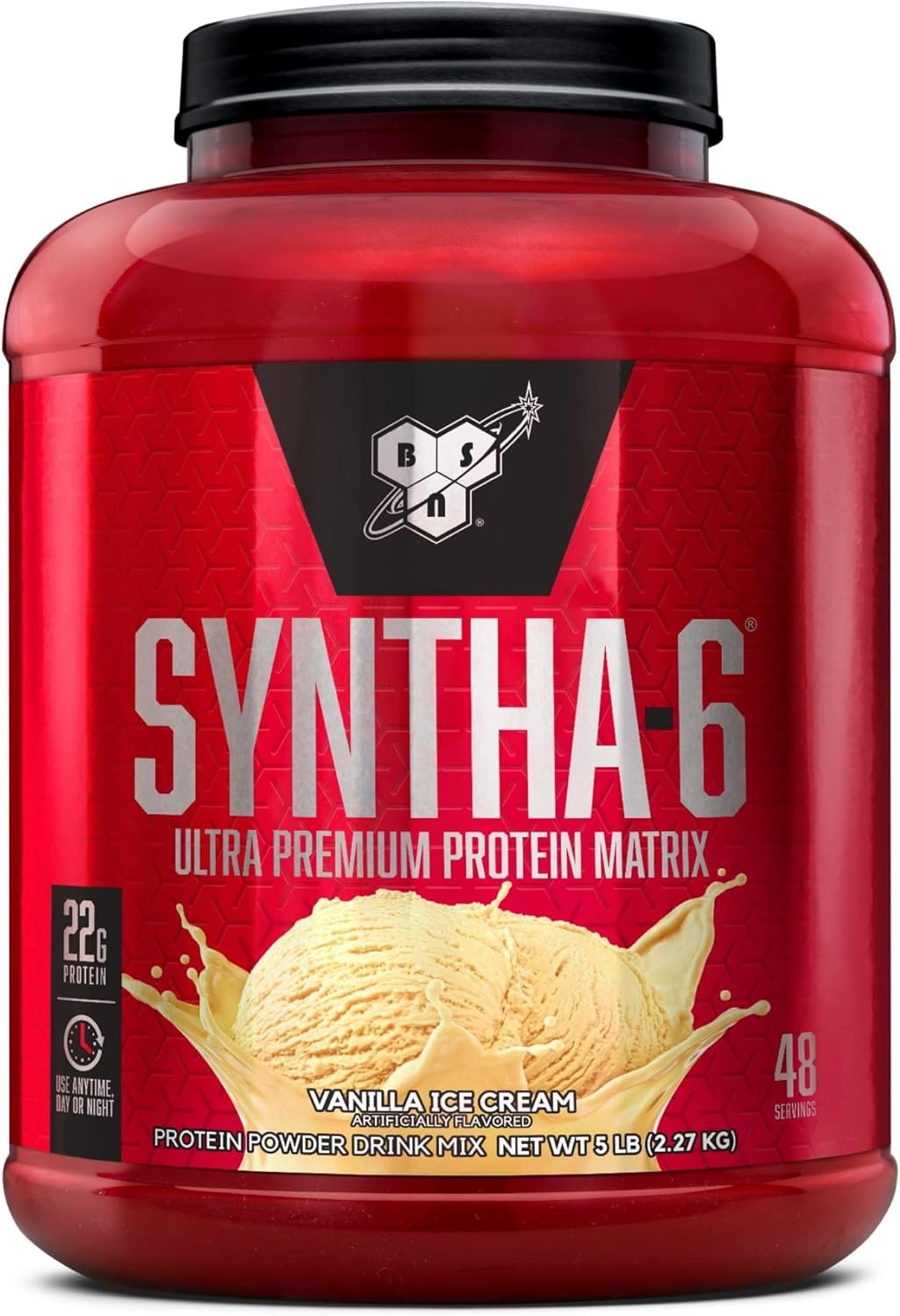 BSN Syntha-6 premium protein powder tub in Vanilla Ice Cream
