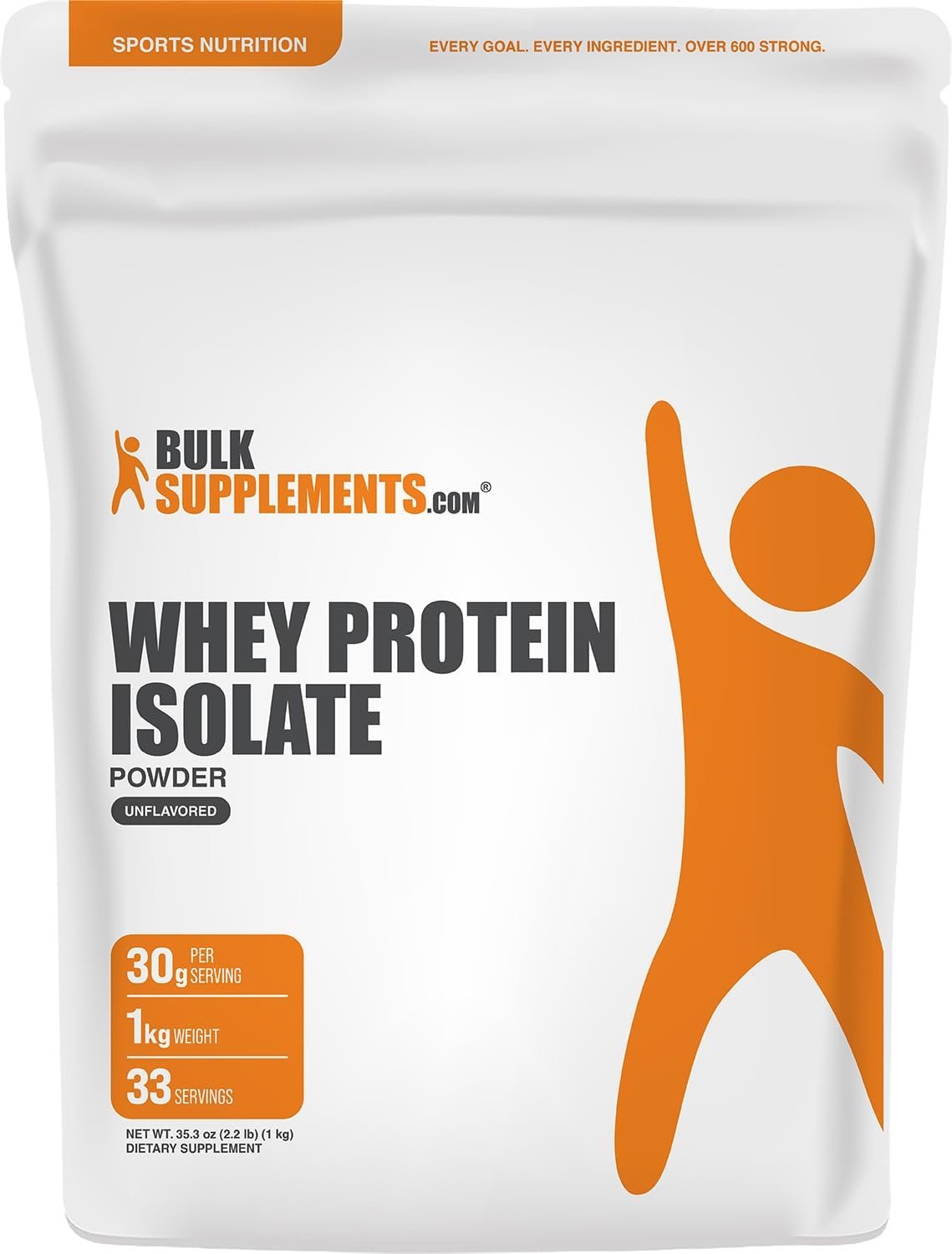 BulkSupplements.com unflavoured whey protein isolate powder pouch