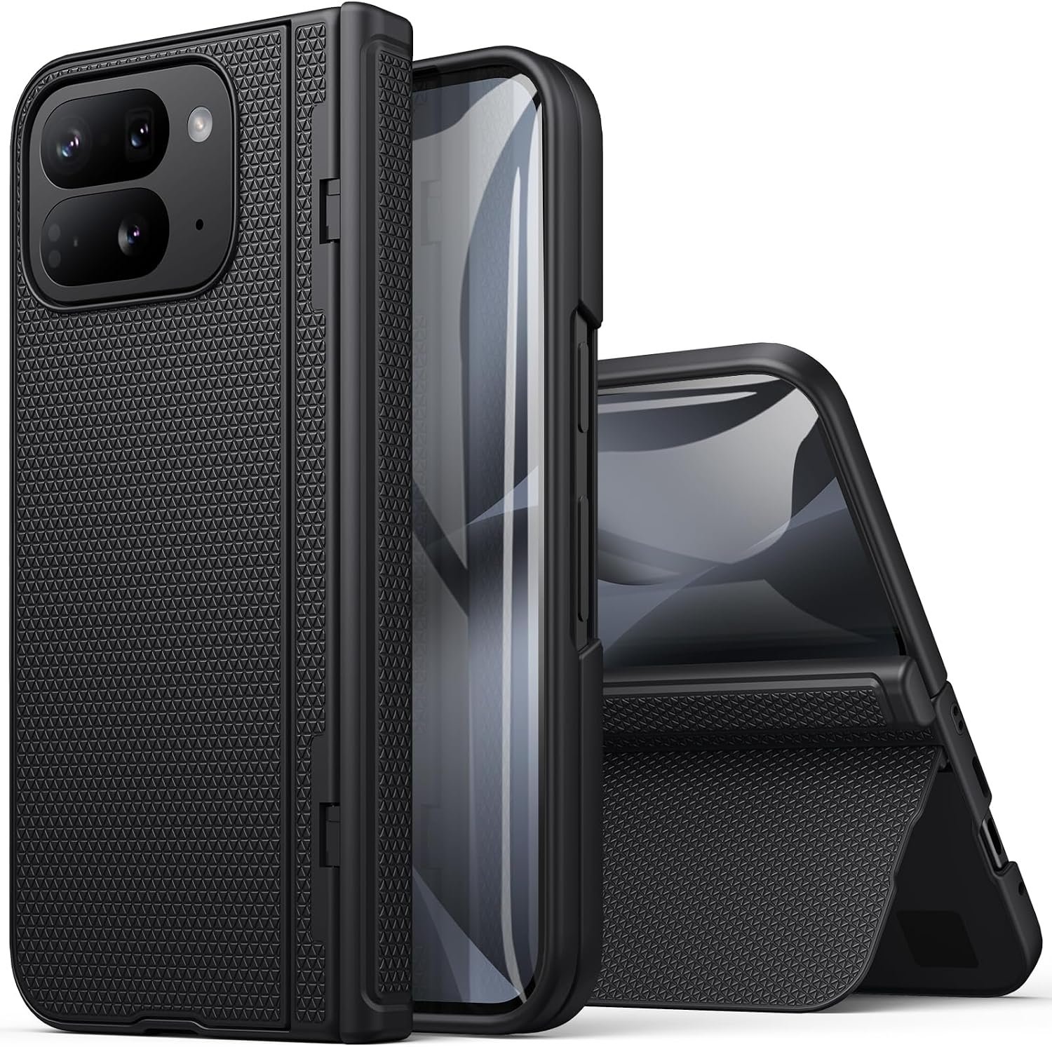 BXYJY hard polycarbonate case with kickstand and front screen protector for Google Pixel 10 Pro Fold