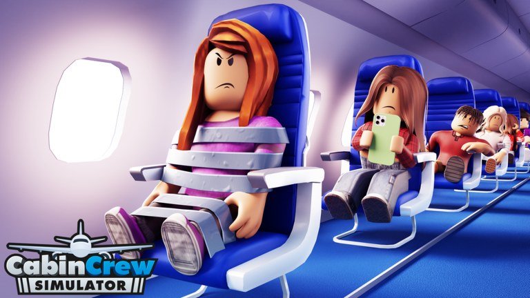 Cabin Crew Simulator aircraft cabin artwork on Roblox