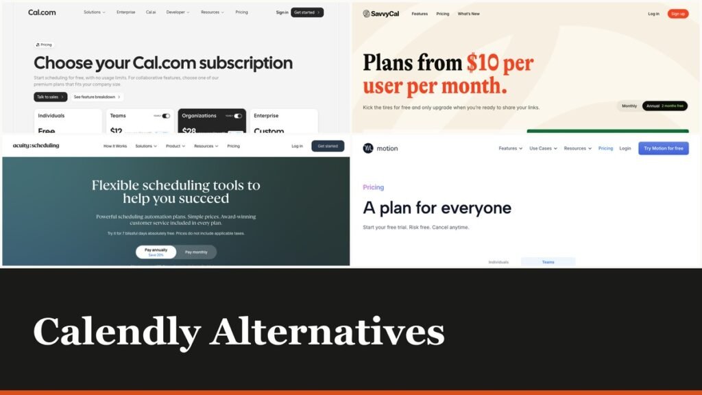 Calendly is free for one event type and $10 a seat beyond it. Ten Calendly alternatives compared on seat price, free tie