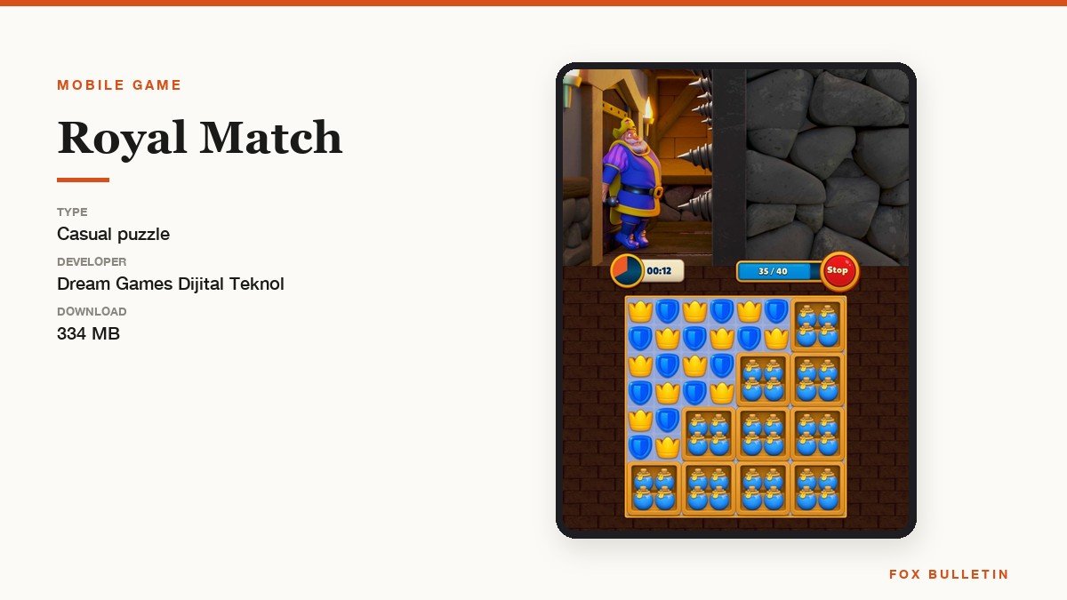 A match-three puzzle board from Royal Match