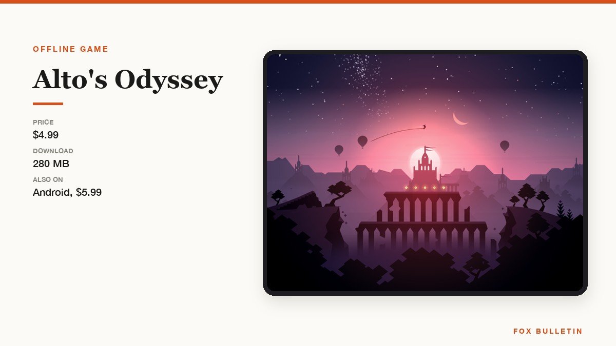 Sandboarding over desert dunes at sunset in Alto's Odyssey