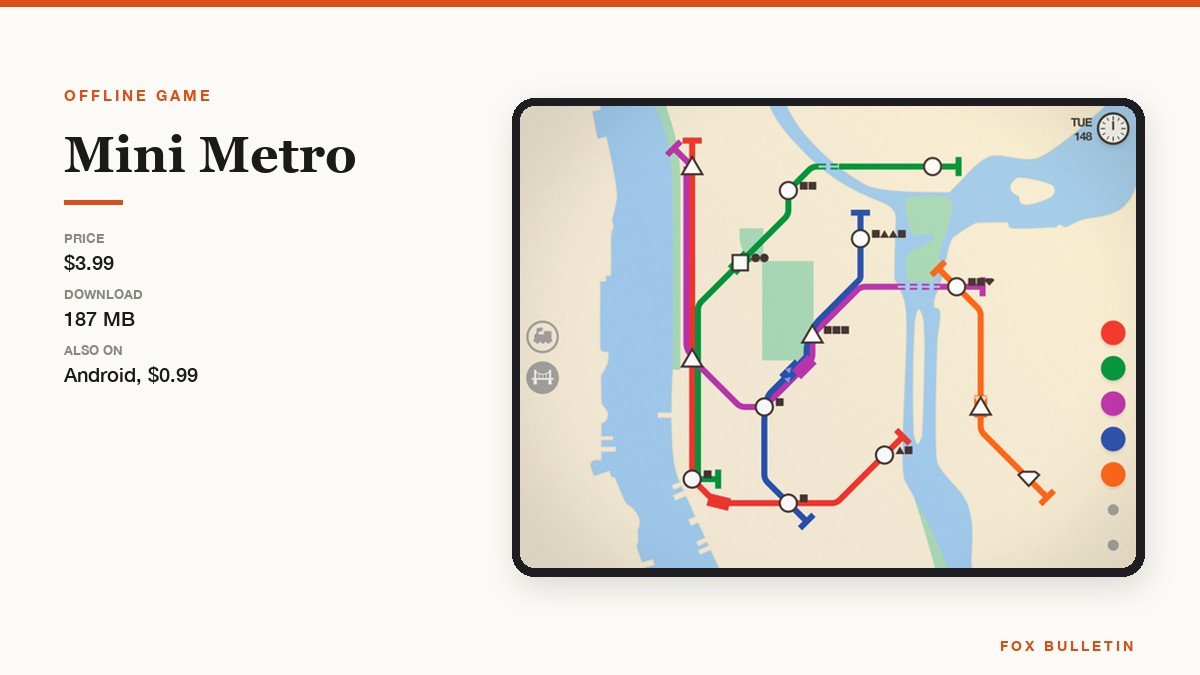 Coloured subway lines and station shapes in Mini Metro