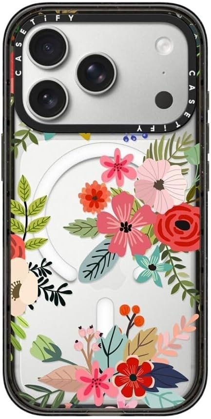 CASETiFY Impact clear case for iPhone 17 Pro with a floral print