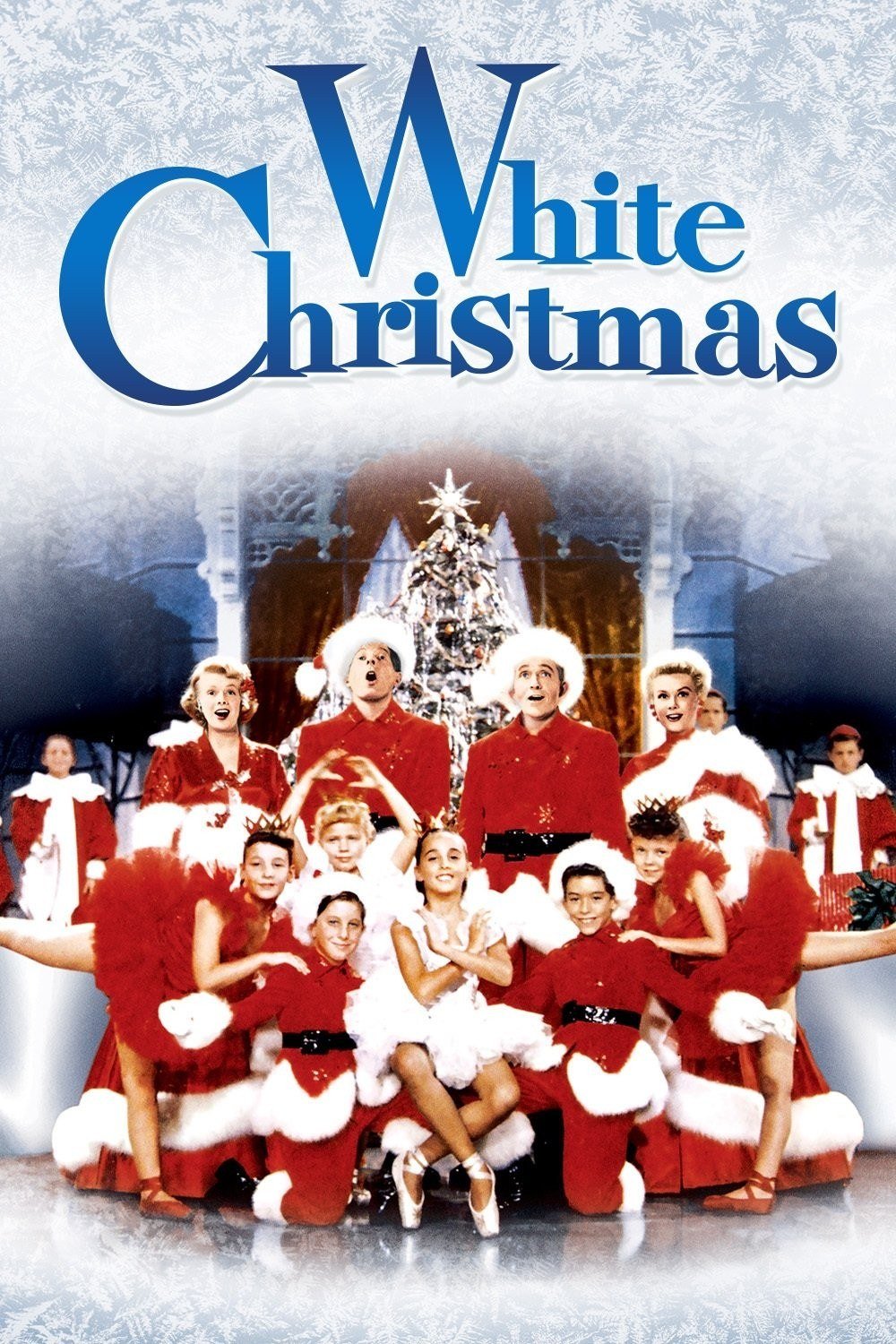 White Christmas poster with Bing Crosby, Danny Kaye, Rosemary Clooney and Vera-Ellen in red costumes