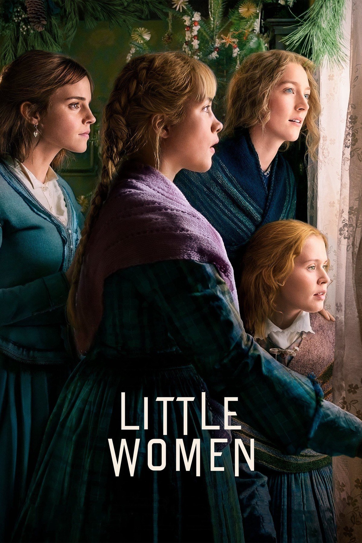 Little Women poster with the four March sisters in period dress looking out a window