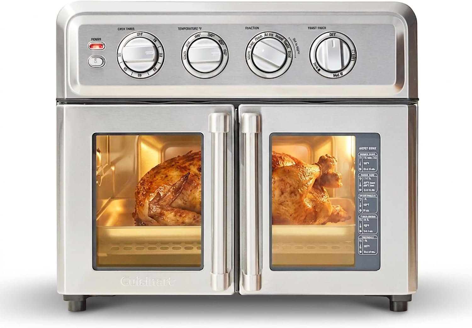 Cuisinart Artisan French Door air fryer toaster oven in stainless steel with both doors open