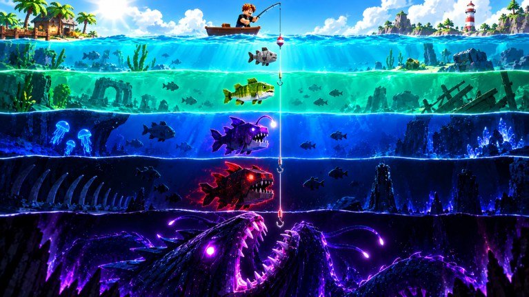A cross-section of the ocean depth zones in Deep Fishing
