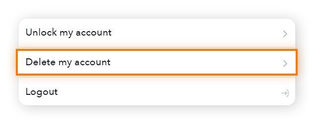 Snapchat accounts portal menu with Delete my account highlighted